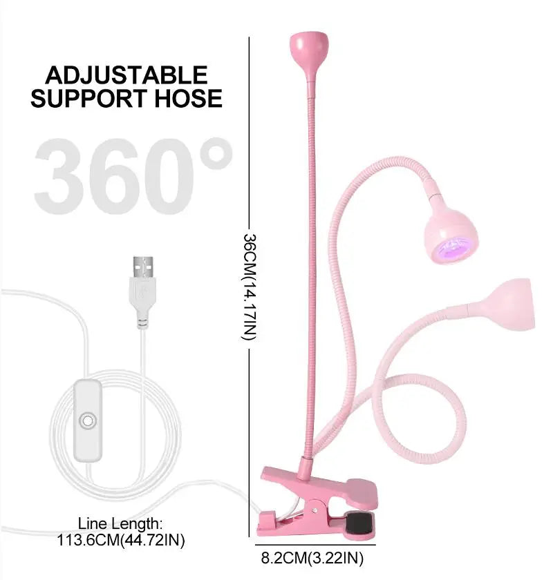Flexible LED Nagellampe 3W mit Clip – USB UV-Licht zum schnellen Trocknen von Gel