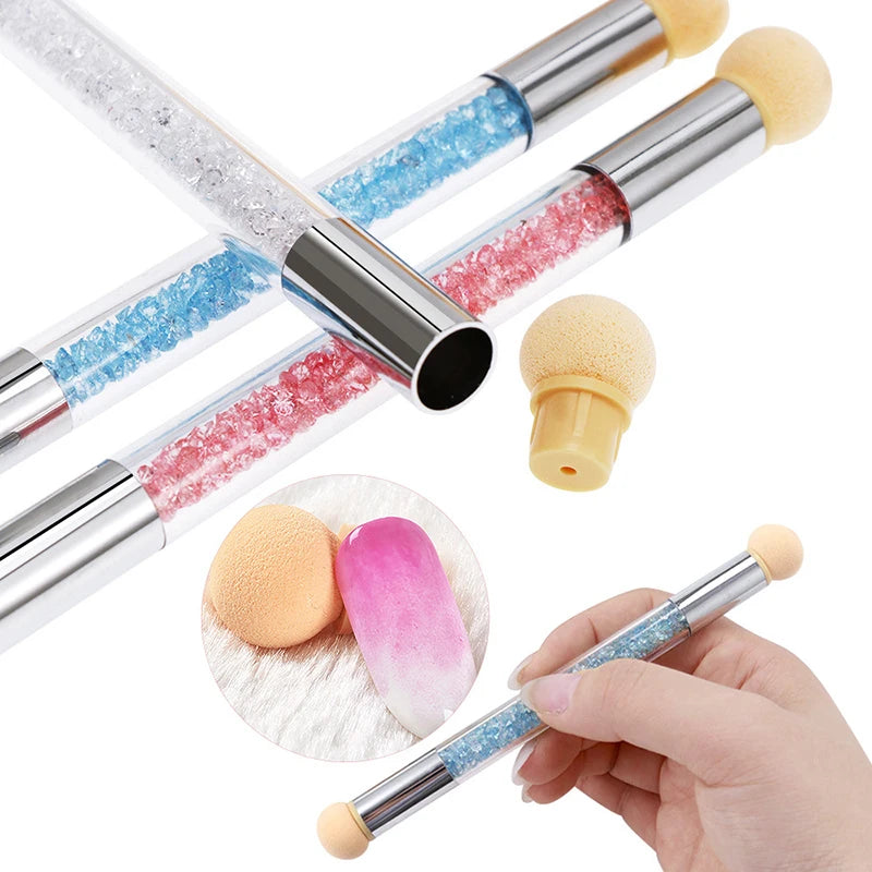 Sponge Pen für Nail Art – mit Ersatzköpfen für Farbverlauf, Glitzer & Puder