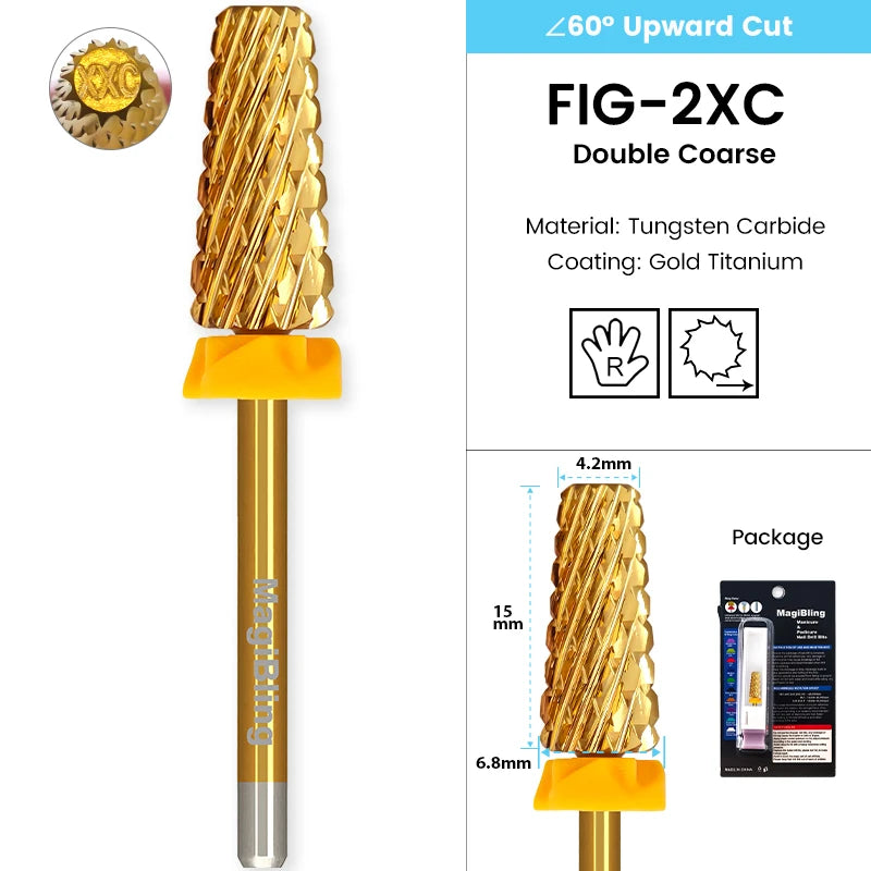 Tapered Barrel Fräserbit – Hartmetall (Tungsten), für Gelentfernung & Polieren (4XC, Gold)
