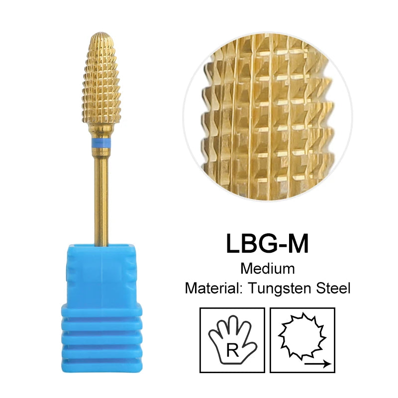 Tapered Barrel Fräserbit – Hartmetall (Tungsten), für Gelentfernung & Polieren (4XC, Gold)