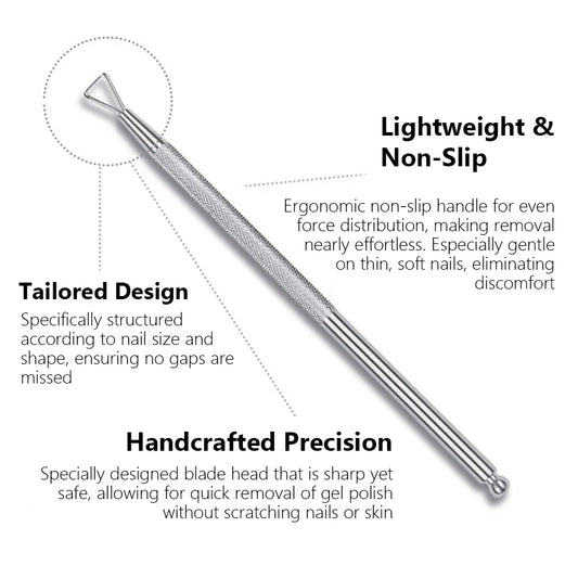 Silvery Holographic Stainless Steel Nail Polish Remover Tool, Gel Nail Scraper, Cuticle Pusher for Home and Salon Use