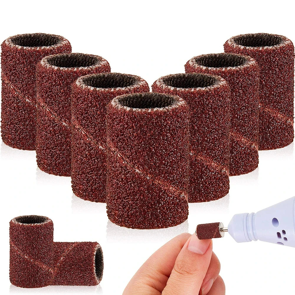 500 Stück Schleifhülsen Set – 80/120/180/240 Grit für Maniküre, Nagelfräser & Gelentfernung