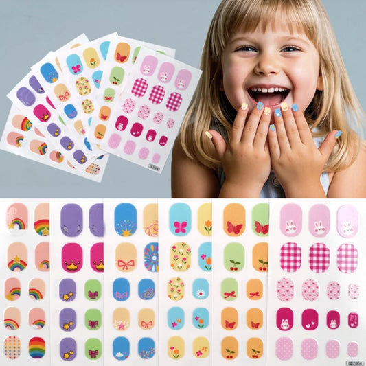 Little Princess Girls Nail Stickers Children DIY Cute Cartoon Animal Nail Decals Kids Manicure Polish Wrap Decors uñas postizas