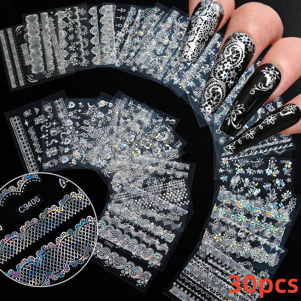 Kinder Nagelsticker „Häschen & Glitzer“ – 30 Stk Cartoon Nail Art mit Pailletten