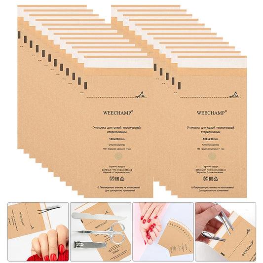 Sterilisationsbeutel für Nagel- & Tattoo-Instrumente – 100 Stück | Kraftpapier