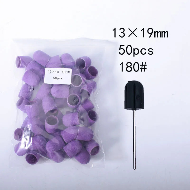 50er Set Schleifkappen für Nagelpflege mit Gummi-Träger – Pediküre & Hornhautentfernung