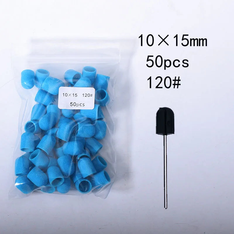 50er Set Schleifkappen für Nagelpflege mit Gummi-Träger – Pediküre & Hornhautentfernung