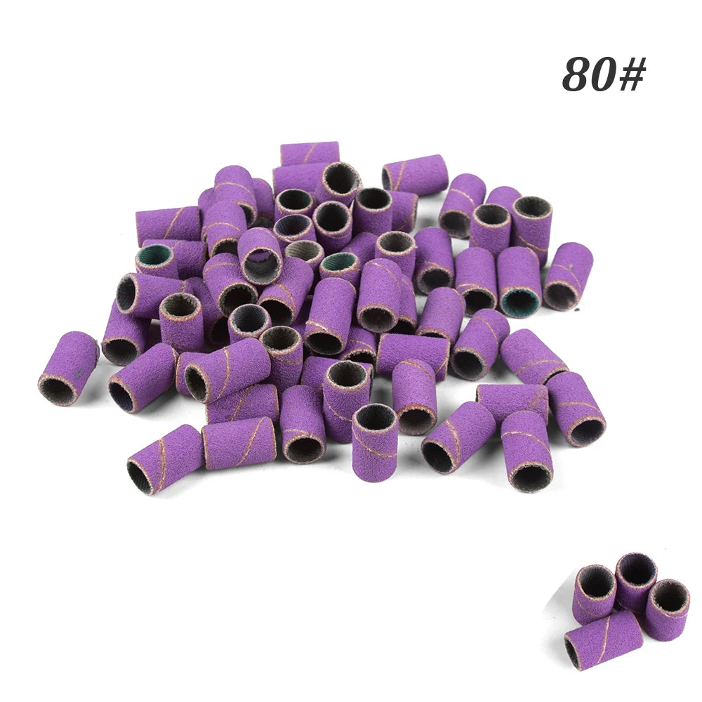 500 Stück Schleifhülsen Set – 80/120/180/240 Grit für Maniküre, Nagelfräser & Gelentfernung