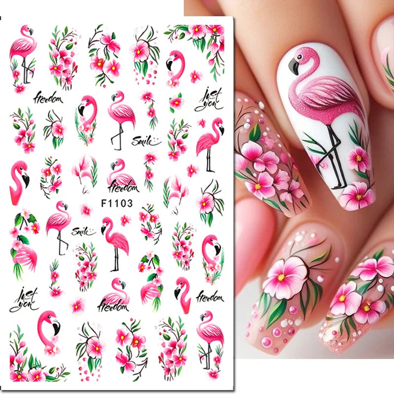 3d Nail Art Stickers Purple Lavenders Bunch Flowers Girls Rabbits Butterflys Decals For Nails Tips Decorations Manicures