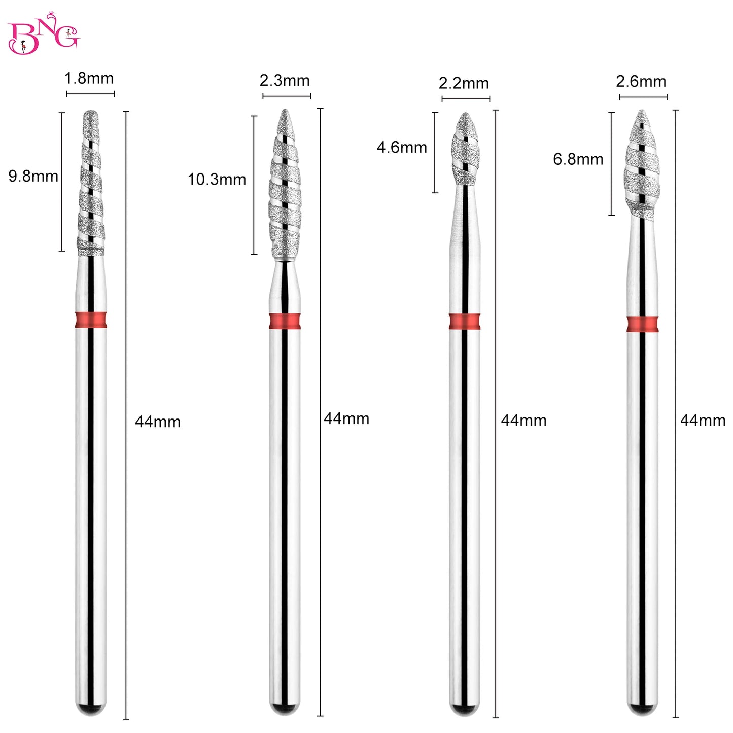 2er-Set Diamant-Fräserbits – Flammenform für Nagelhaut & Gellack (3/32", Profi-Qualität)