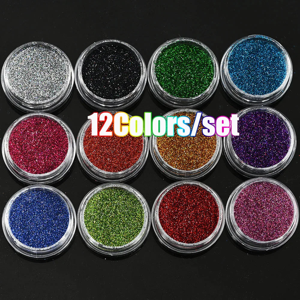 Neon-Pigmentpulver Set – 12 Farben für Nageldesign, Ombre & Chrome-Effekte
