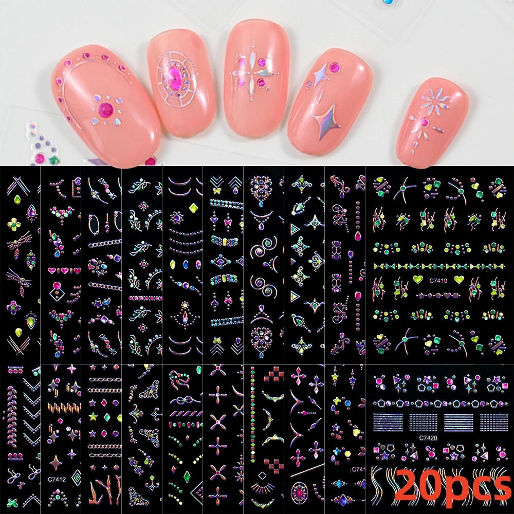 Kinder Nagelsticker „Häschen & Glitzer“ – 30 Stk Cartoon Nail Art mit Pailletten