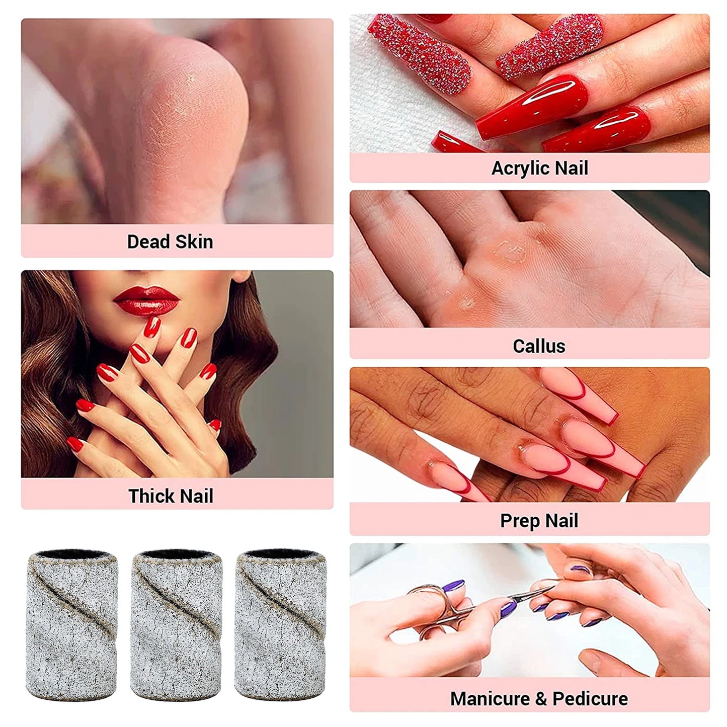 Zebra Schleifbänder 80#/150#/240# – Für Nagelfräser, Maniküre, Pediküre, Gelentfernung