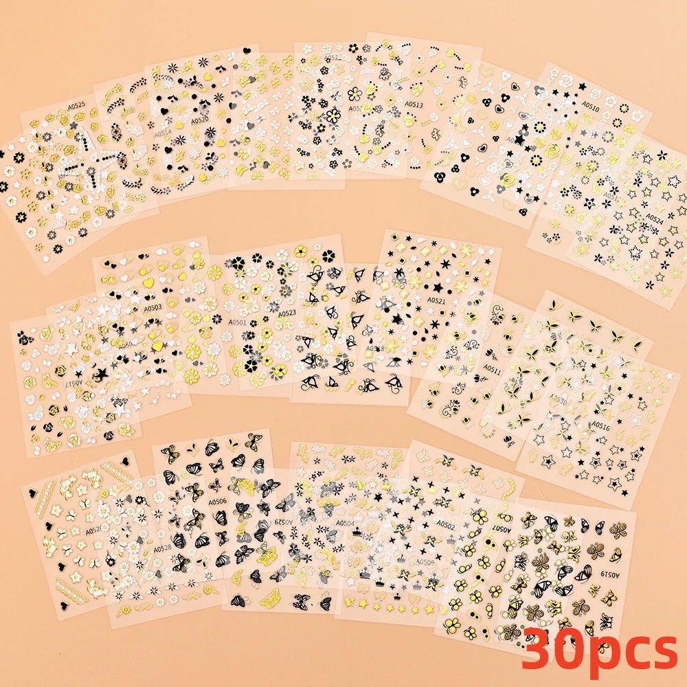 Kinder Nagelsticker „Häschen & Glitzer“ – 30 Stk Cartoon Nail Art mit Pailletten