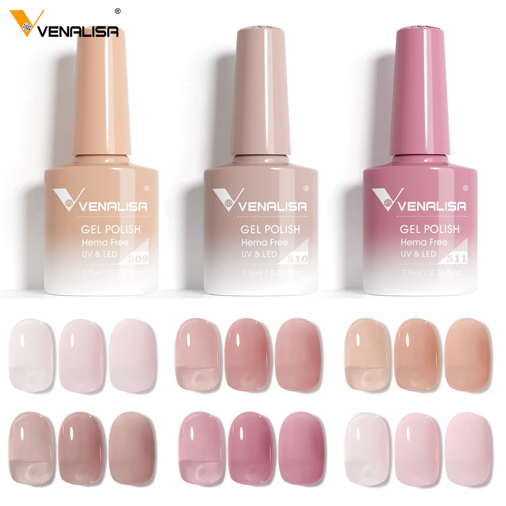 Venalisa HEMA-FREE Gel-Lack – 7,5 ml – French, Nude & Glitzer-Kollektion