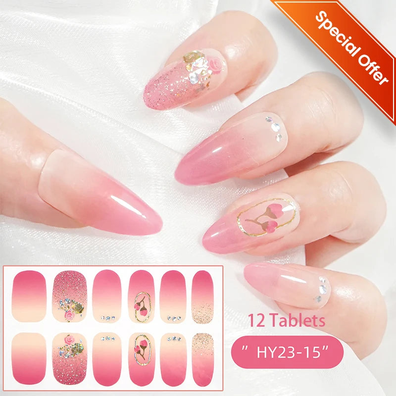 14-teilige Nagelfolien „Pastell Rainbow“ – Selbstklebende Full Cover Nail Wraps