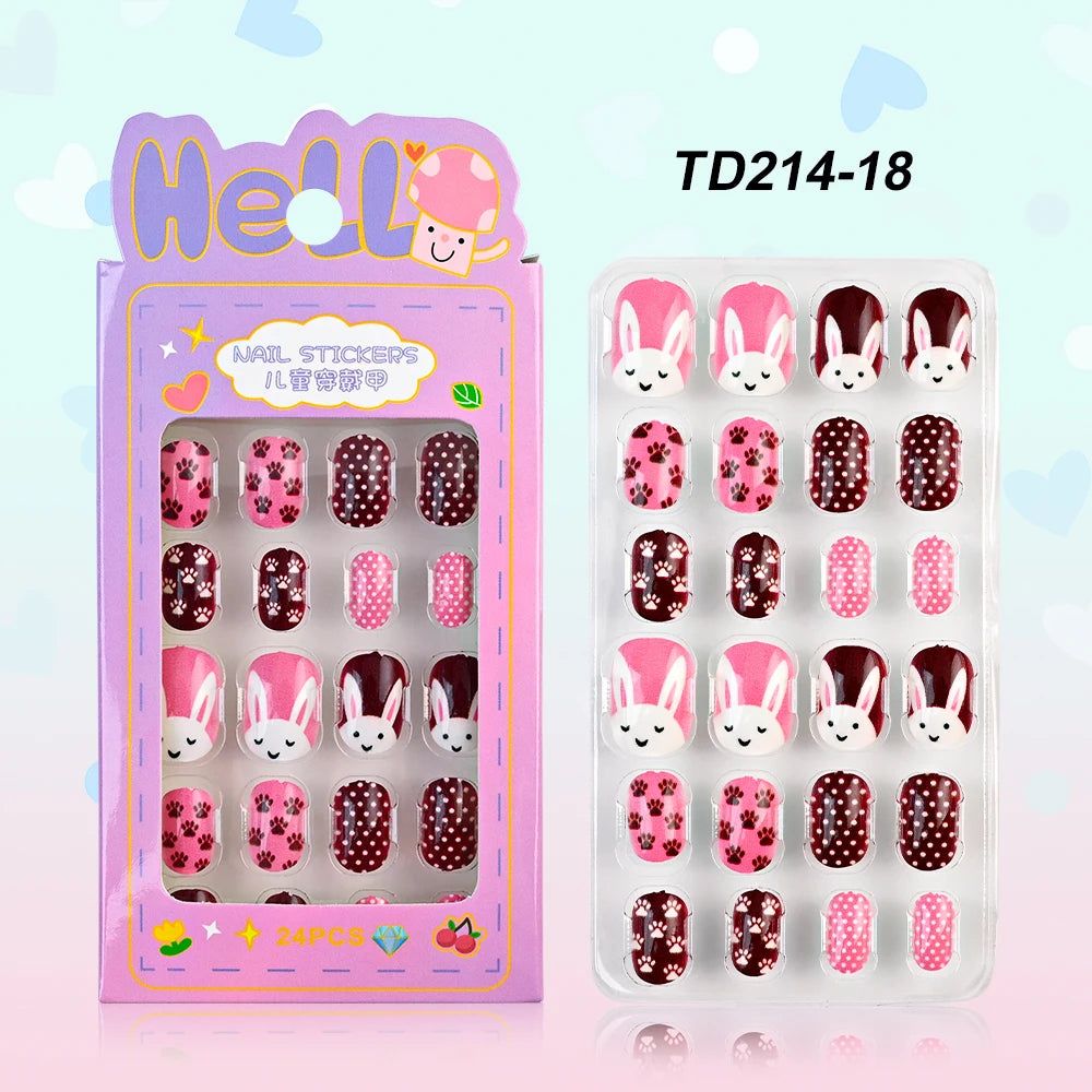 Sanrio Kinder Press-On Nägel – 12 Stück, Hello Kitty, Kuromi, Cartoon Design