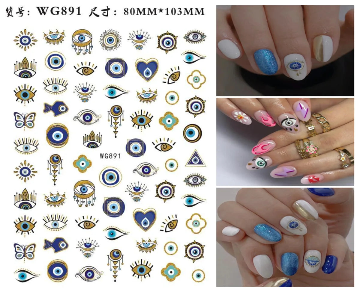 Fatima's Eye & Hamsa Hand Nail Stickers – Spiritual Nail Art Aufkleber