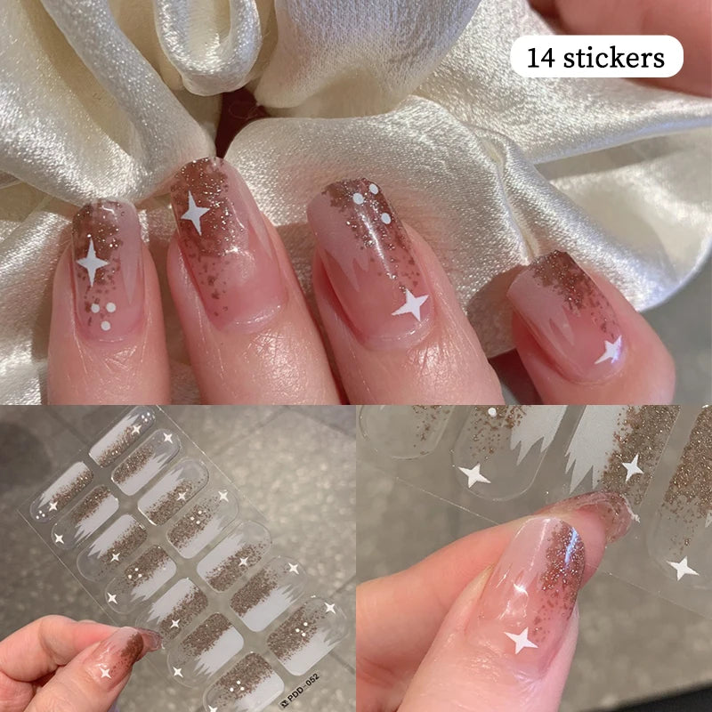 14-teilige Nagelfolien „Pastell Rainbow“ – Selbstklebende Full Cover Nail Wraps