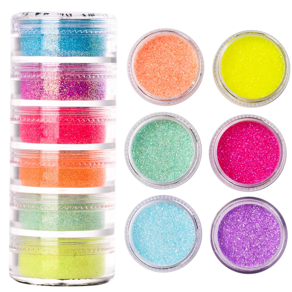 Neon-Pigmentpulver Set – 12 Farben für Nageldesign, Ombre & Chrome-Effekte