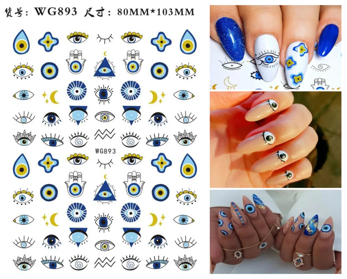 Fatima's Eye & Hamsa Hand Nail Stickers – Spiritual Nail Art Aufkleber