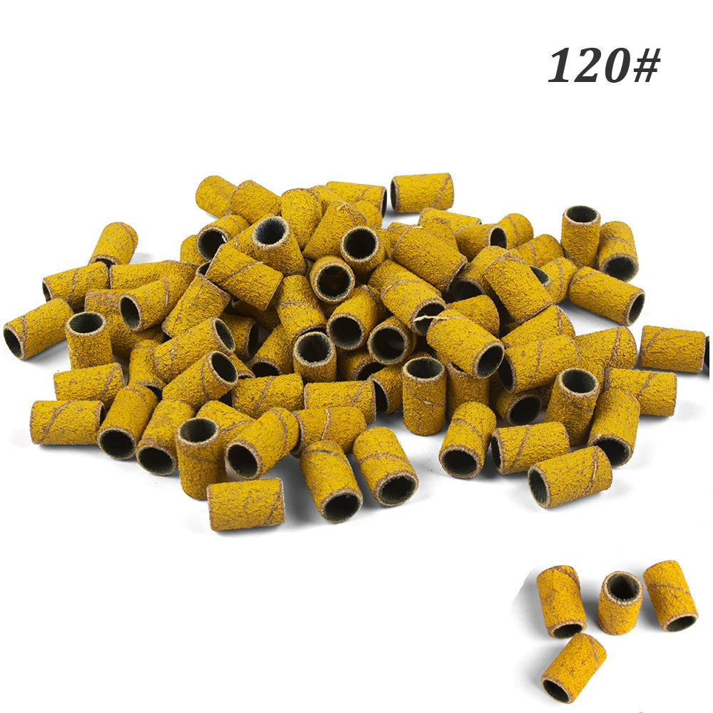 500 Stück Schleifhülsen Set – 80/120/180/240 Grit für Maniküre, Nagelfräser & Gelentfernung