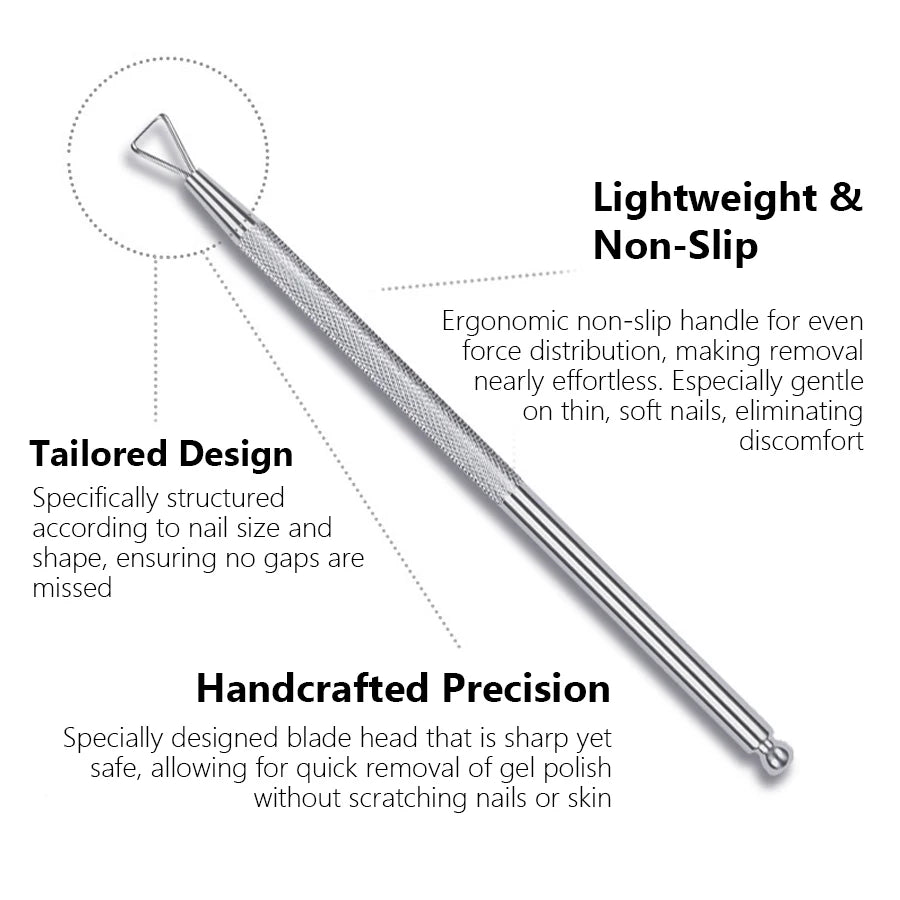 Silvery Holographic Stainless Steel Nail Polish Remover Tool, Gel Nail Scraper, Cuticle Pusher for Home and Salon Use
