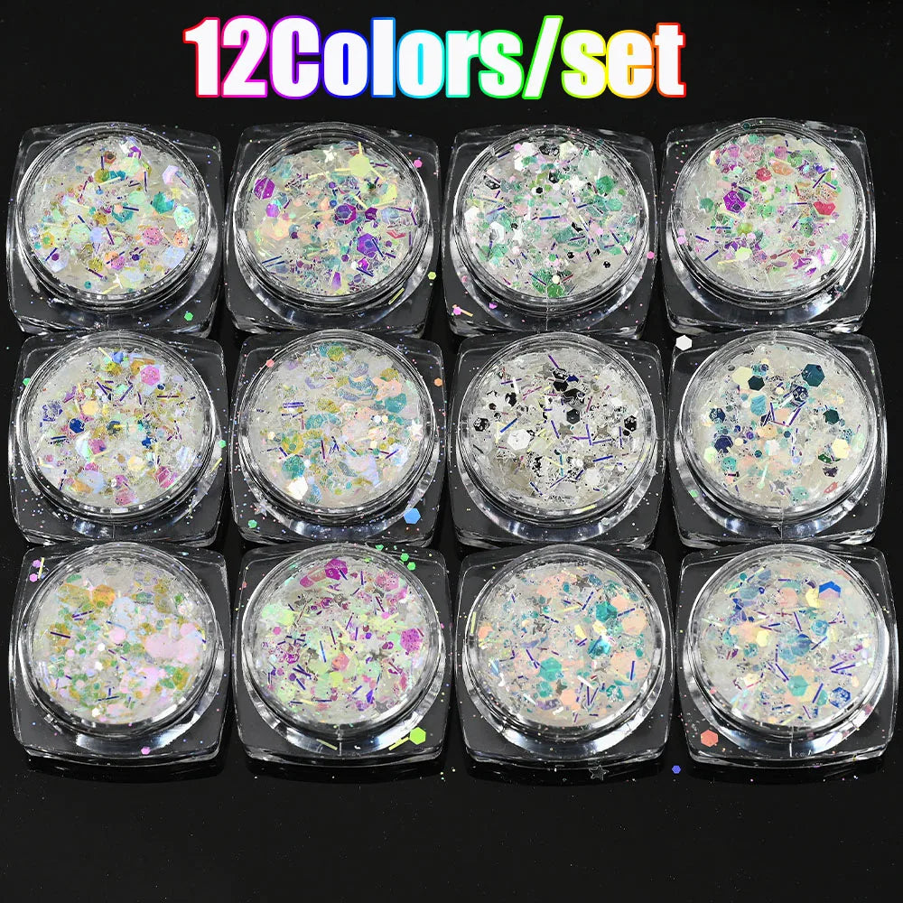Neon-Pigmentpulver Set – 12 Farben für Nageldesign, Ombre & Chrome-Effekte