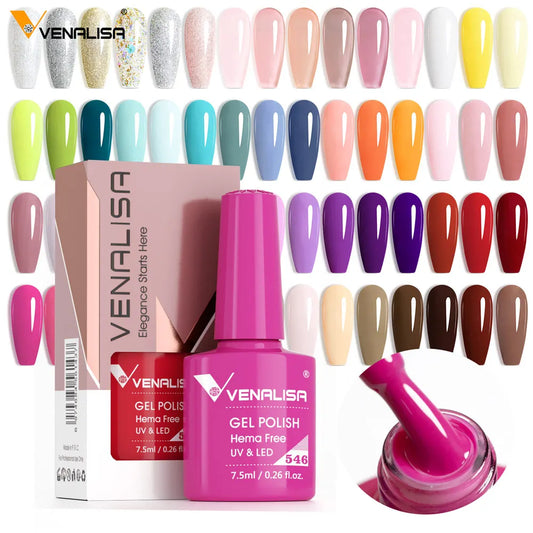 Venalisa HEMA-FREE Gel-Lack – 7,5 ml – French, Nude & Glitzer-Kollektion