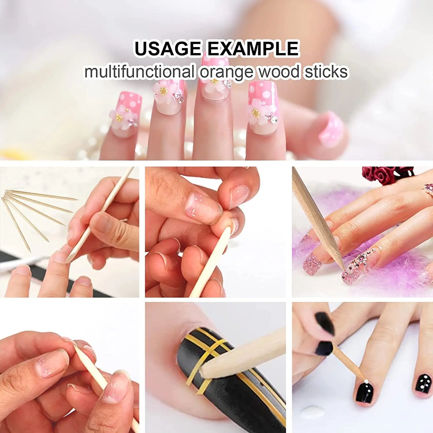 Maniküre Holzstäbchen – 50/100 Stk Orange Wood Sticks für Nagelpflege