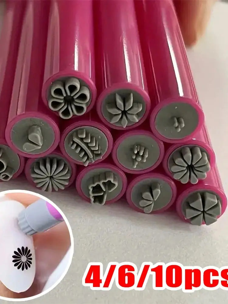 4/6/10er-Set Nailart-Stempelstifte – Blumen- & Schmetterlingsmotive für kreative Designs