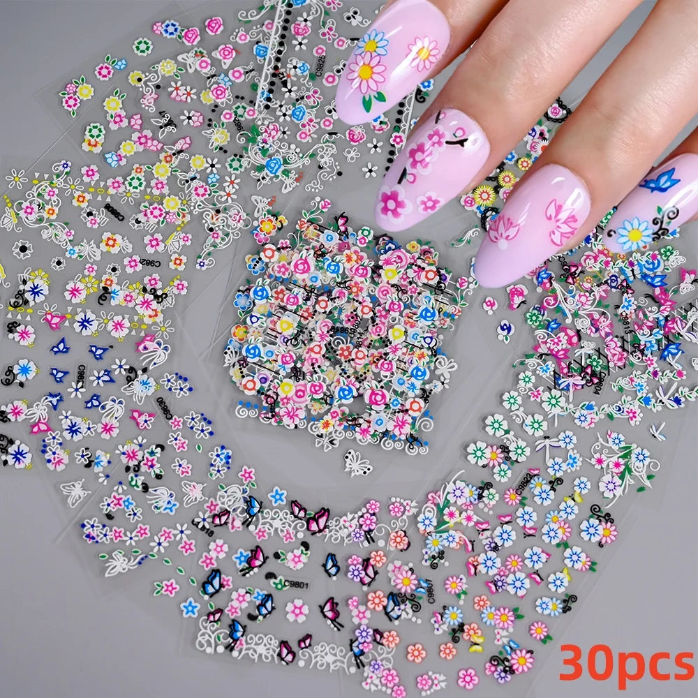 Kinder Nagelsticker „Häschen & Glitzer“ – 30 Stk Cartoon Nail Art mit Pailletten