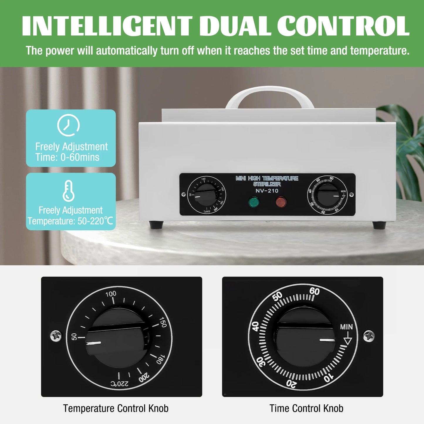 Heißluft-Sterilisator 300W – 50–220 °C | Für Nagelstudio & Kosmetik