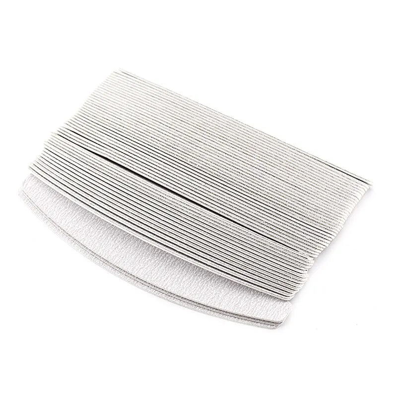 100er Set Ersatzfeilen Halbmond – 80/100/180/240 Grit mit Metallgriff | Nagelfeilen Aufsätze für Maniküre