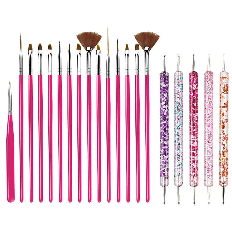Nail Art Pinselset – 5/20 Stk für Malerei, Dotting, Liner & Acryl-Gel
