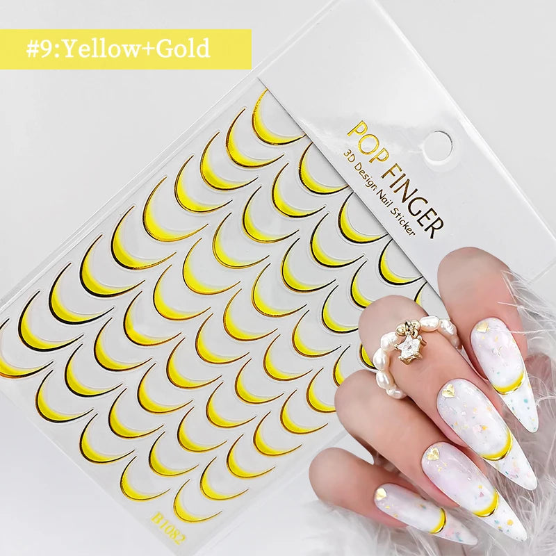 3D Schleifen Nagelsticker – Elegante Gold- & Farbbögen für French & Sommerdesigns