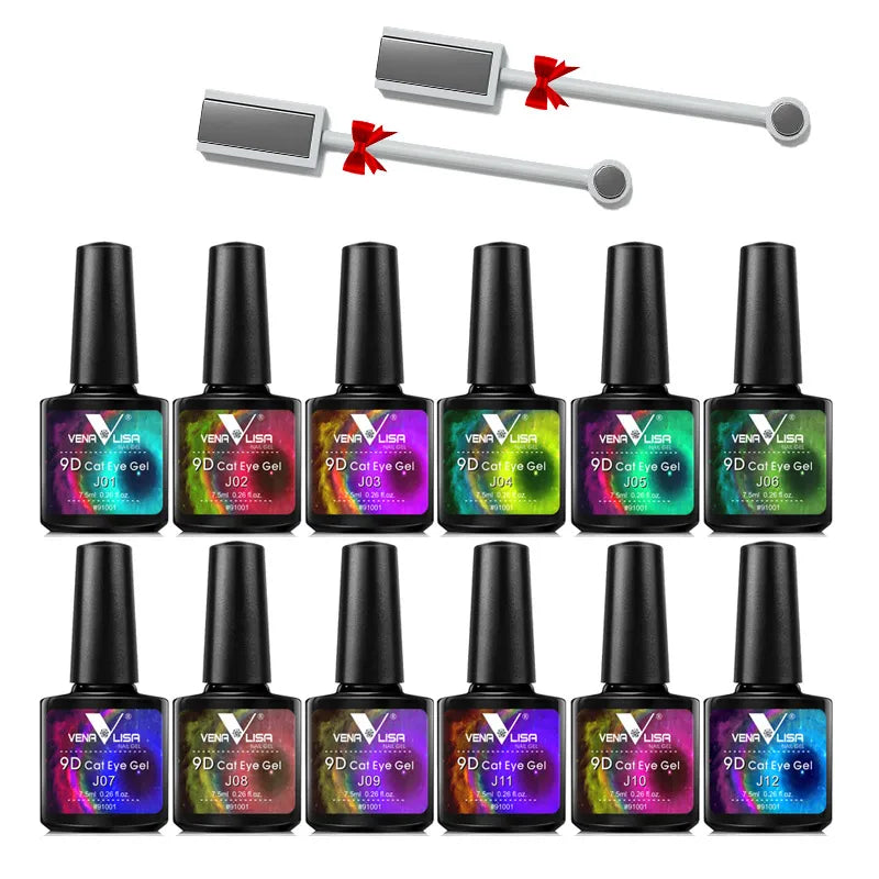Venalisa Cat Eye Gel Set – 20x 7,5 ml – Magnetischer 9D-Effekt + Zubehör