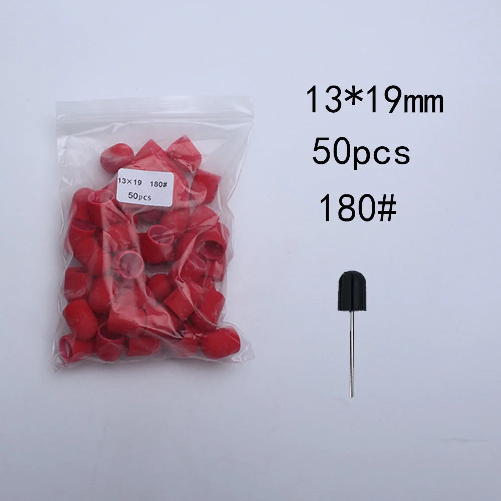 50er Set Schleifkappen für Nagelpflege mit Gummi-Träger – Pediküre & Hornhautentfernung
