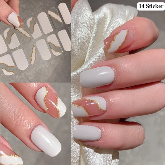 14-teilige Nagelfolien „Pastell Rainbow“ – Selbstklebende Full Cover Nail Wraps