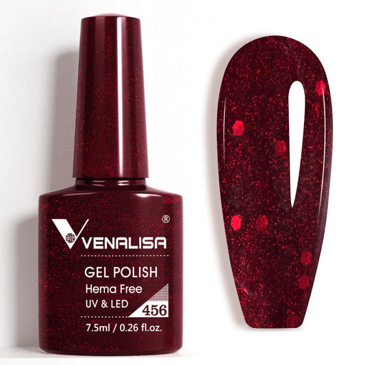 Venalisa Glitter Gel Polish – 7,5ml Rot, HEMA-frei, UV/LED, Semi-Permanent