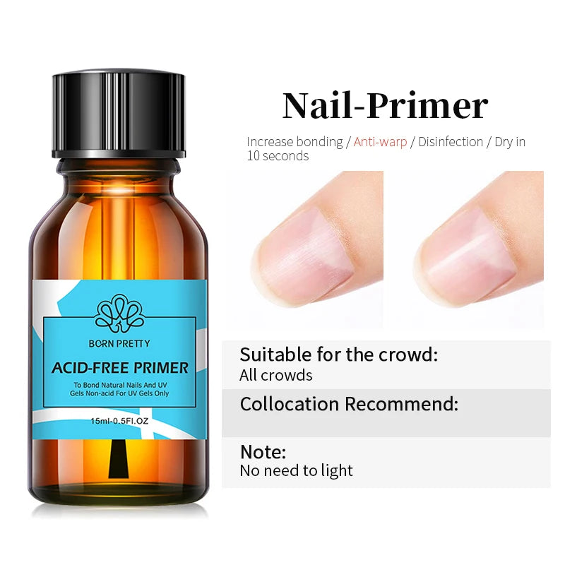 BORN PRETTY 15ml Primer & Base/Top Coat – Ohne UV-Lampe, schnelltrocknend