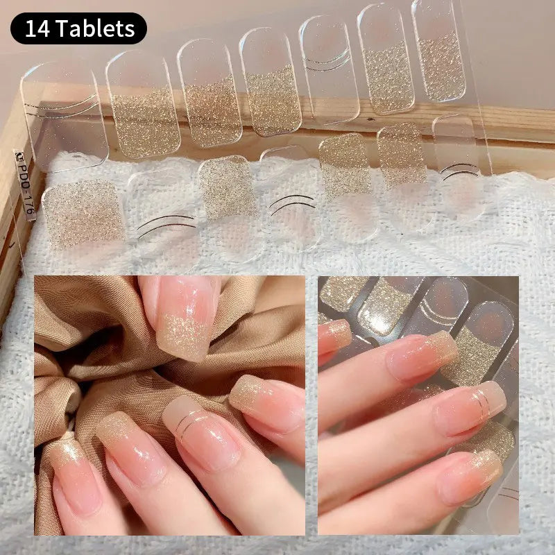 Fullcover Nail Sticker – Modische selbstklebende Nagelfolien mit Glitzer