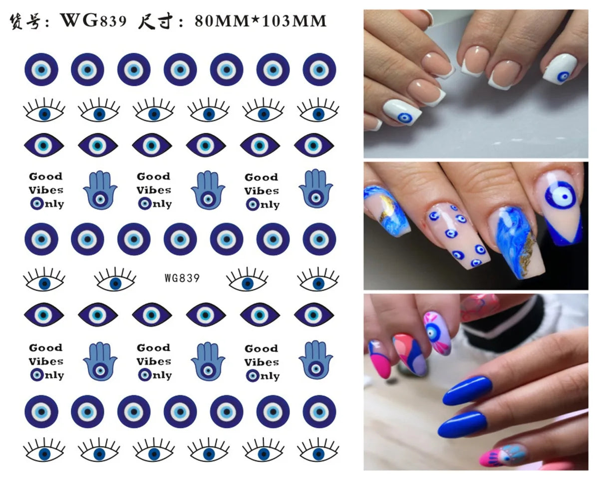 Fatima's Eye & Hamsa Hand Nail Stickers – Spiritual Nail Art Aufkleber