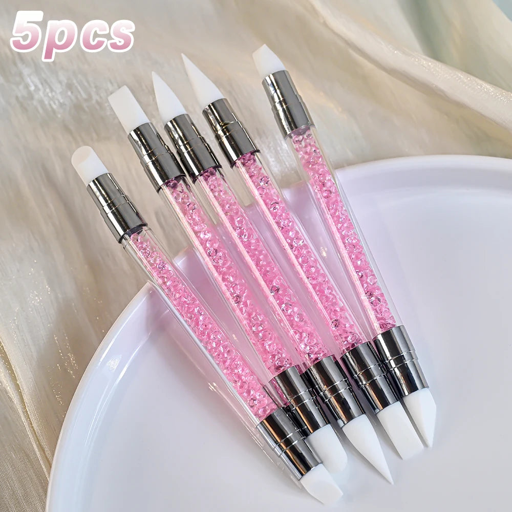 5er-Set Nail Art Liner Pinsel – Rosa, ultrafein für French & Linien (7/10/12/15/20mm)