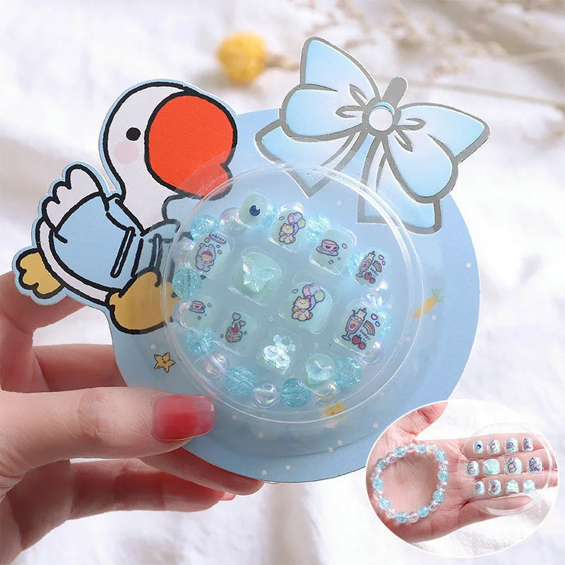 Sanrio Kinder Press-On Nägel – 12 Stück, Hello Kitty, Kuromi, Cartoon Design