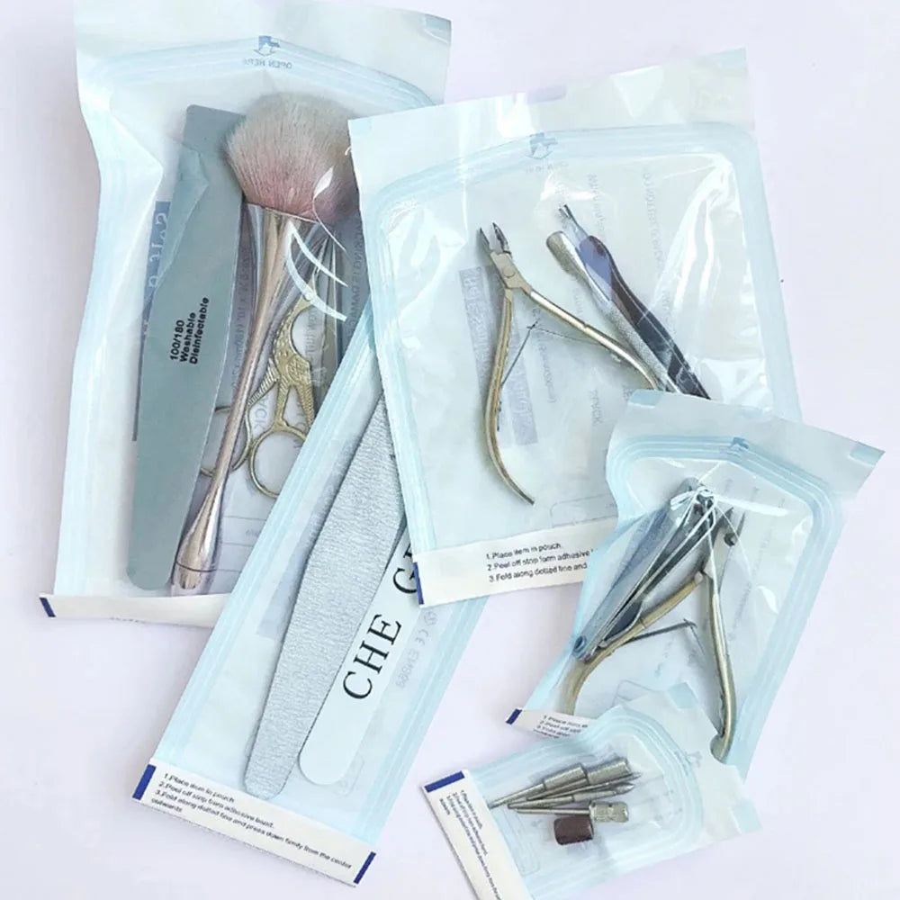 100 Stk Selbstklebende Sterilisationsbeutel – 7 Größen für Nagelstudio, Tattoo, Dental