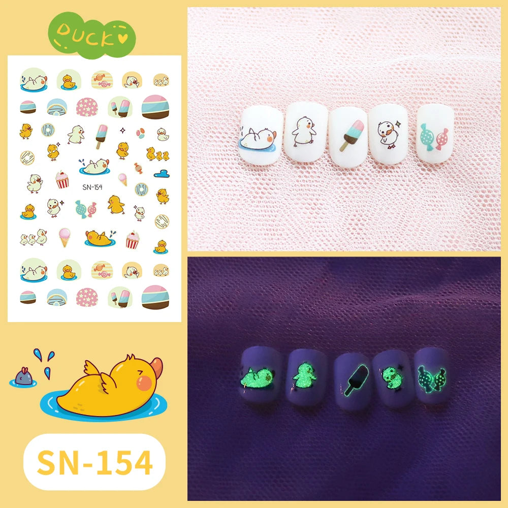Leuchtende Kinder-Nagelsticker mit Tiermotiven – Glow-in-the-Dark Nail Art