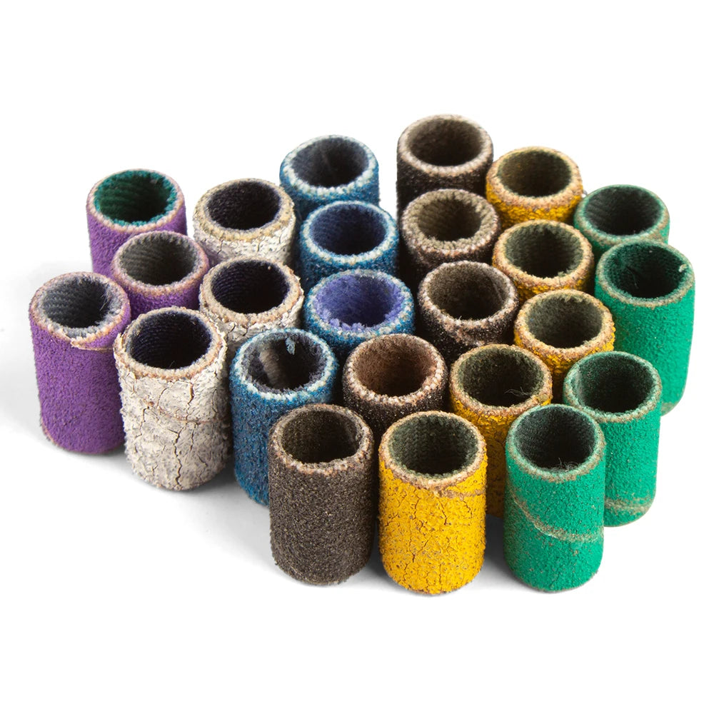 500 Stück Schleifhülsen Set – 80/120/180/240 Grit für Maniküre, Nagelfräser & Gelentfernung