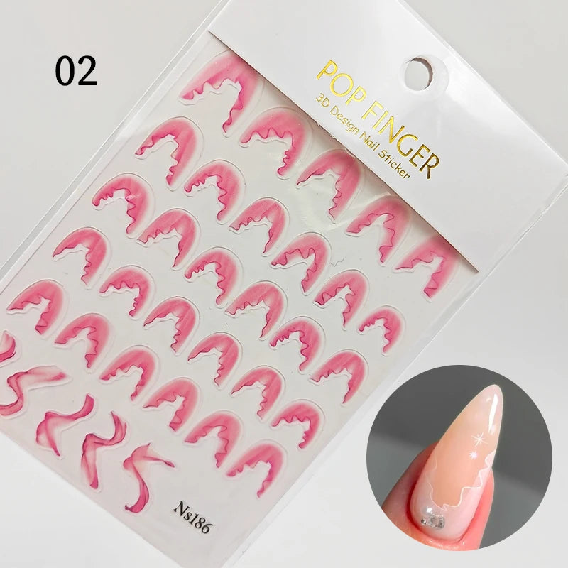 3D Schleifen Nagelsticker – Elegante Gold- & Farbbögen für French & Sommerdesigns