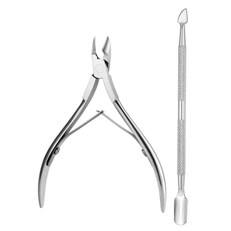 Nagelhautpflege-Set – Edelstahlzange, Schieber & Cutter für Maniküre & Pediküre